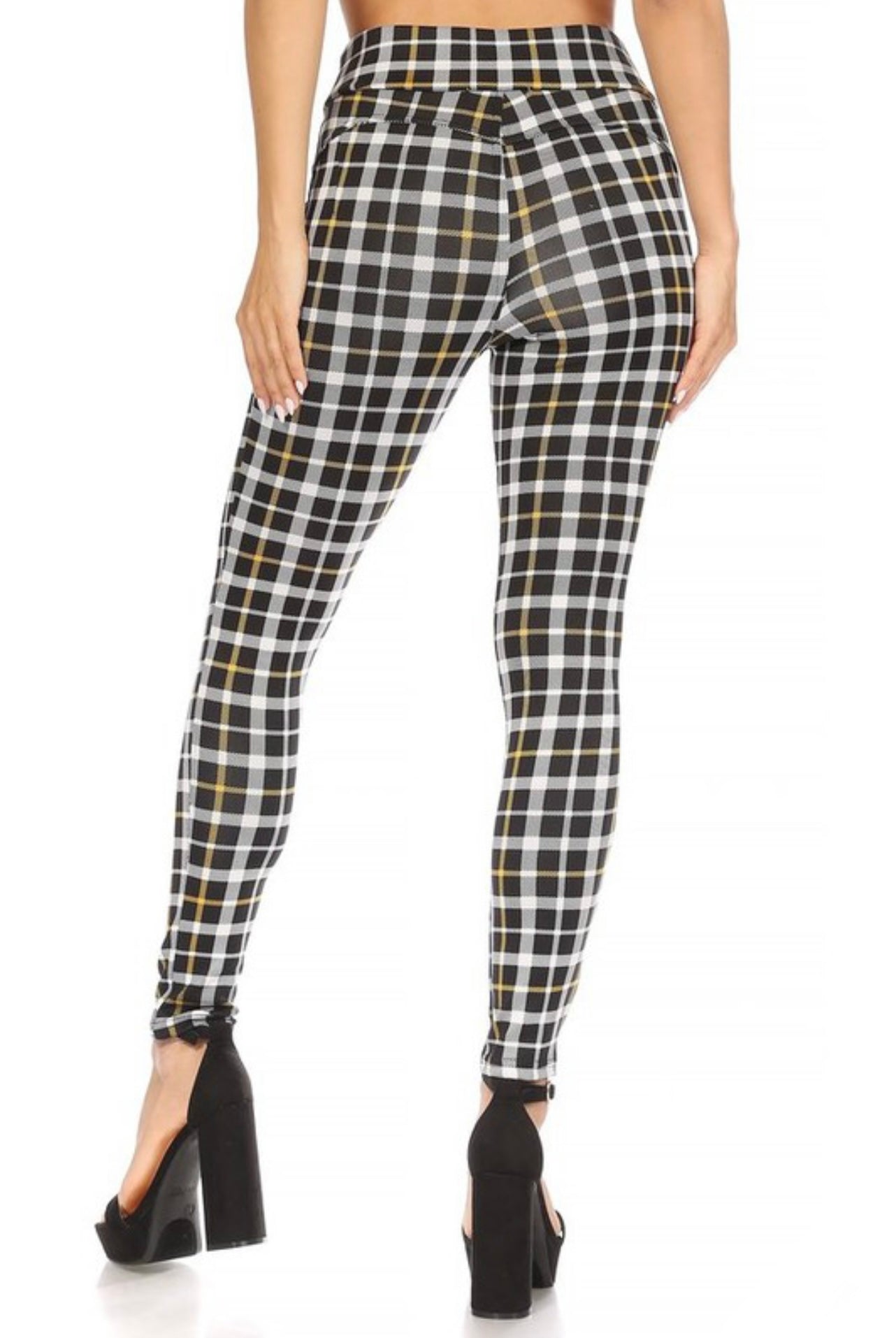 Women's Skinny Stretch Leggings Plaid Casual Pants