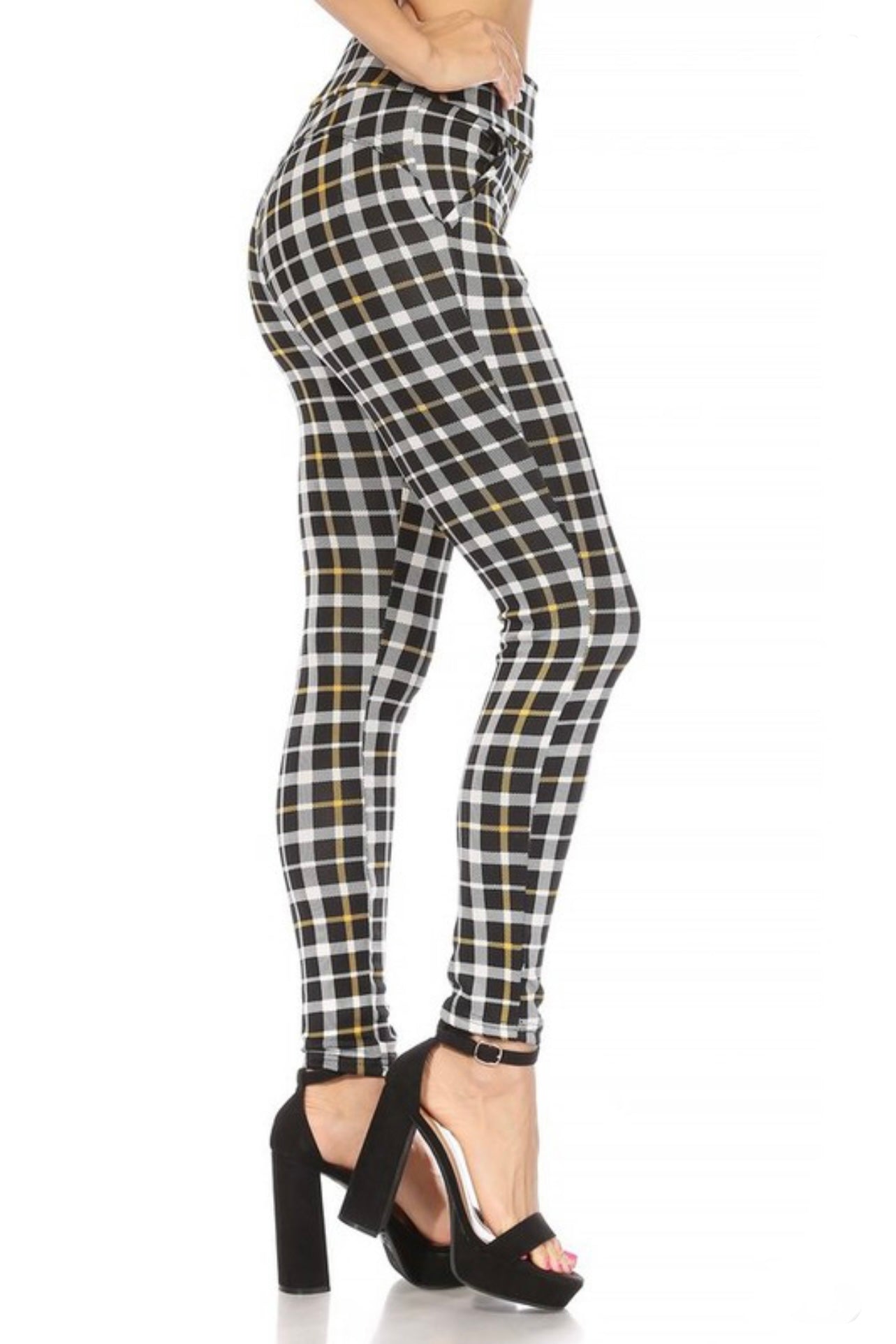 Women's Skinny Stretch Leggings Plaid Casual Pants