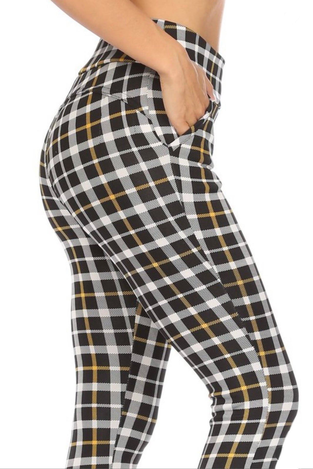 Women's Skinny Stretch Leggings Plaid Casual Pants