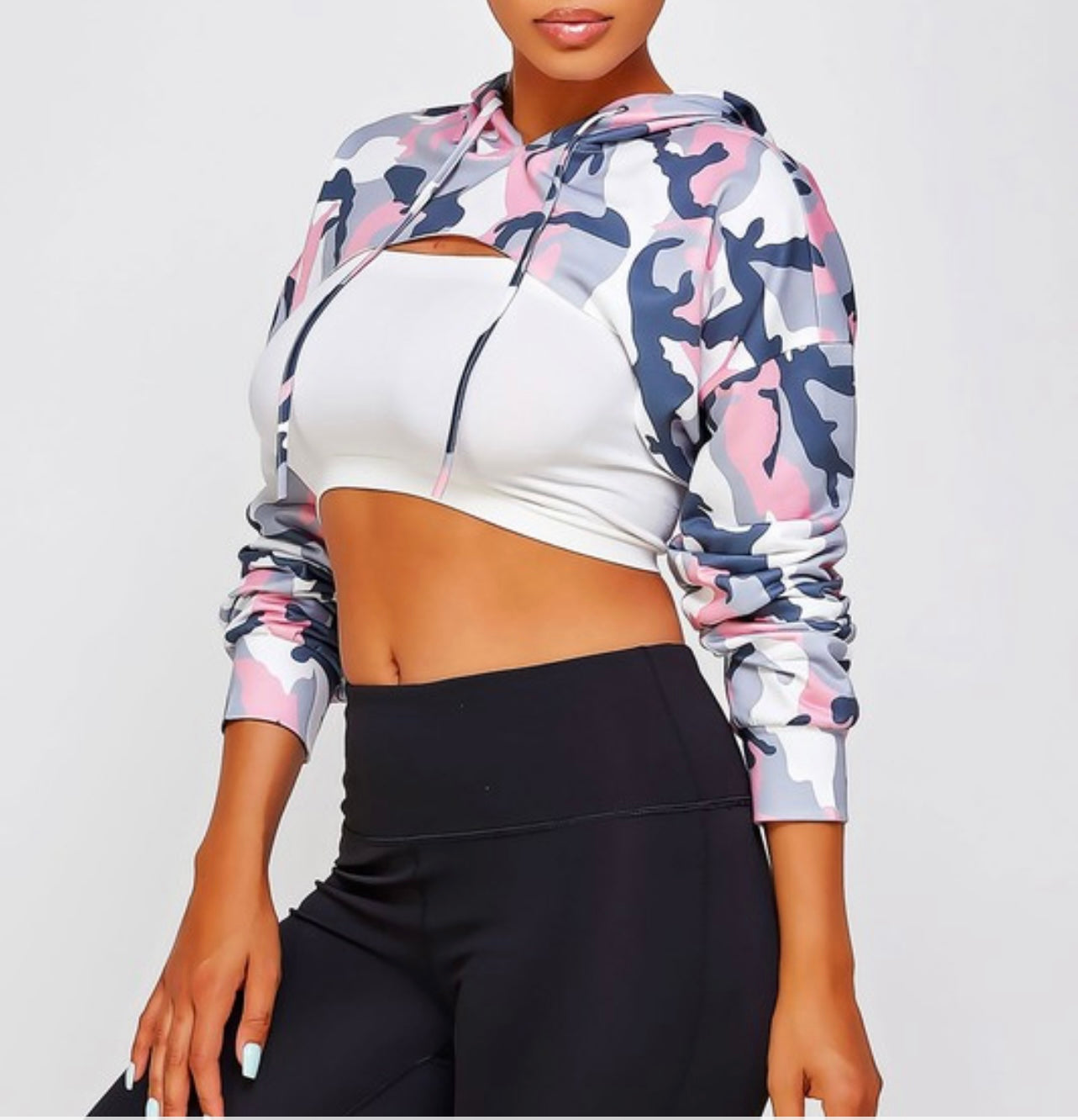 Camo Warm Arm Hoodie Top