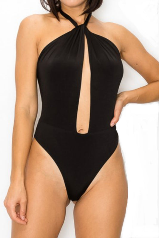 Sexxy Beast Front Cut Out Halter Bodysuit